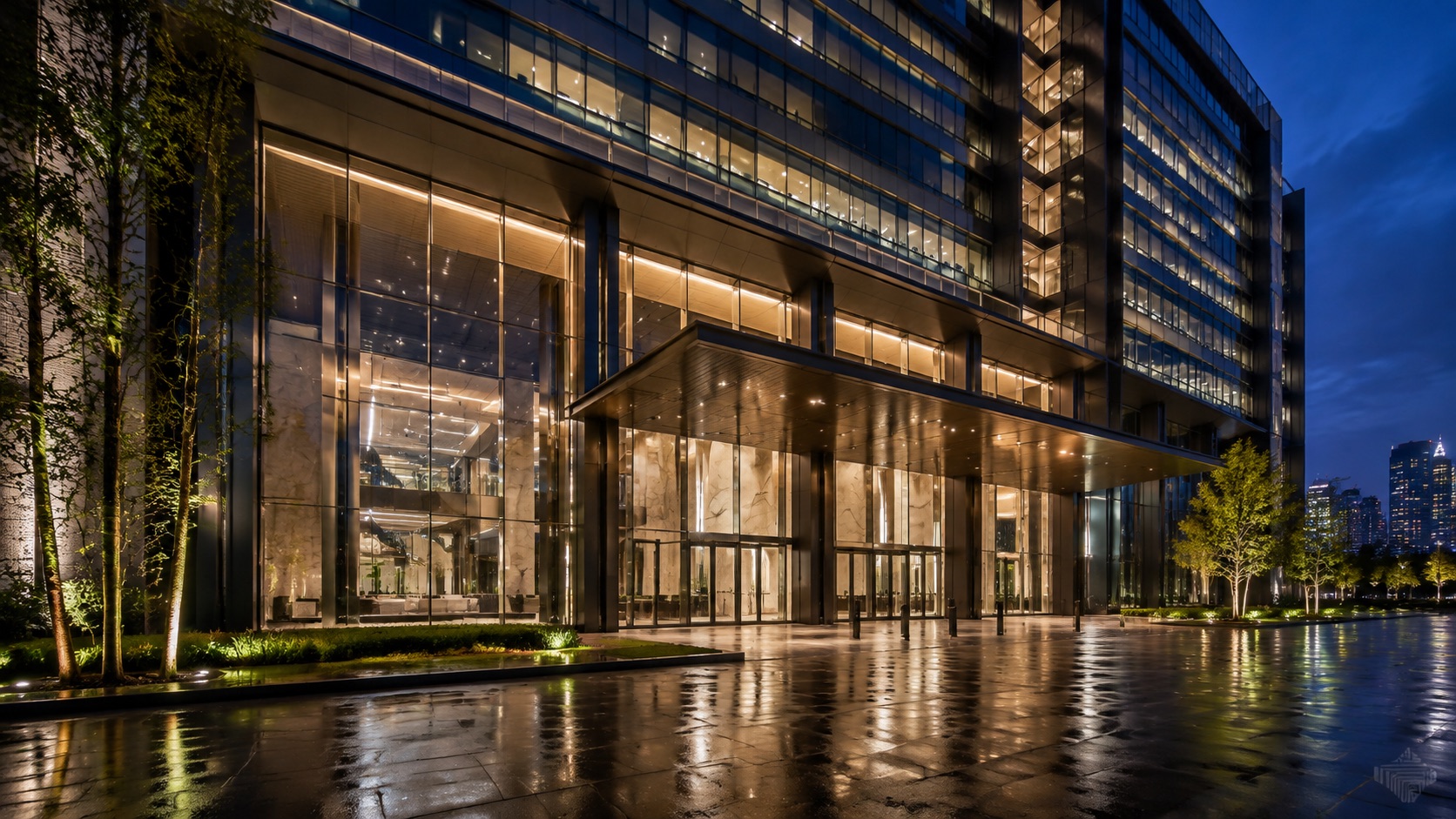 Immaculate Dallas corporate office building after hours