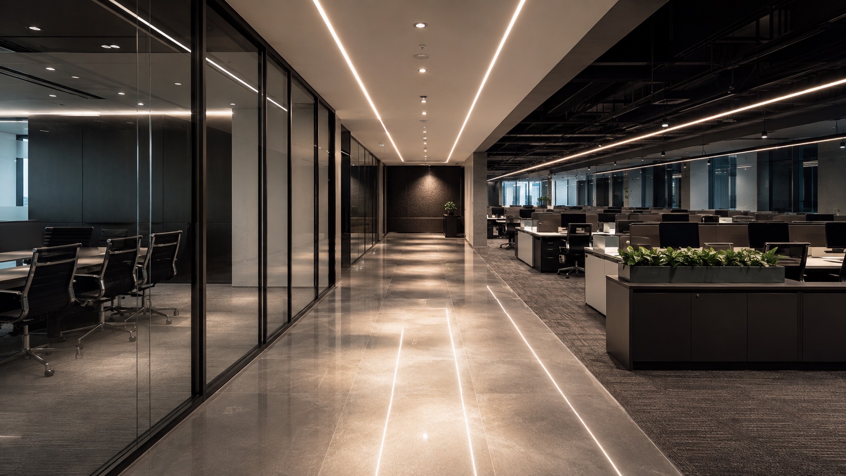 Spotless modern corporate office interior